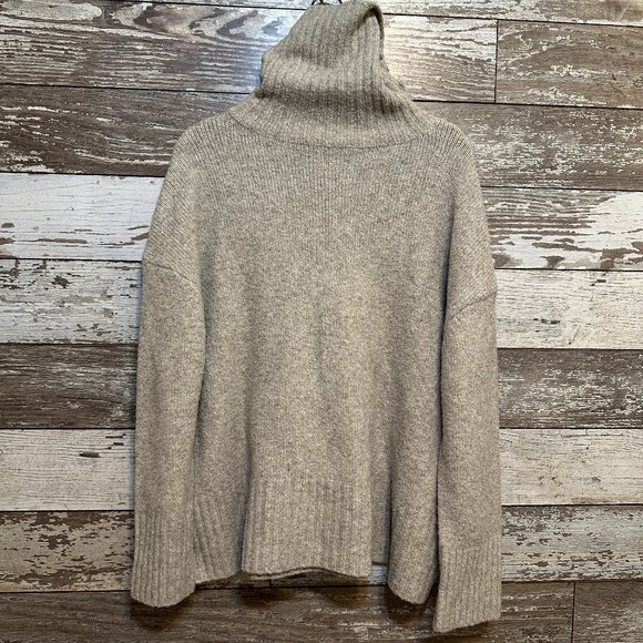 Zara Sweaters - Zara Women's Oversized Tan Knit Turtle Neck Long Sleeve Sweater